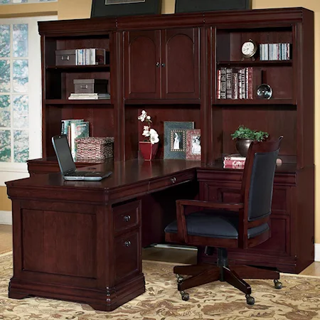 Peninsula Desk Wall Unit with 2 Open Hutches